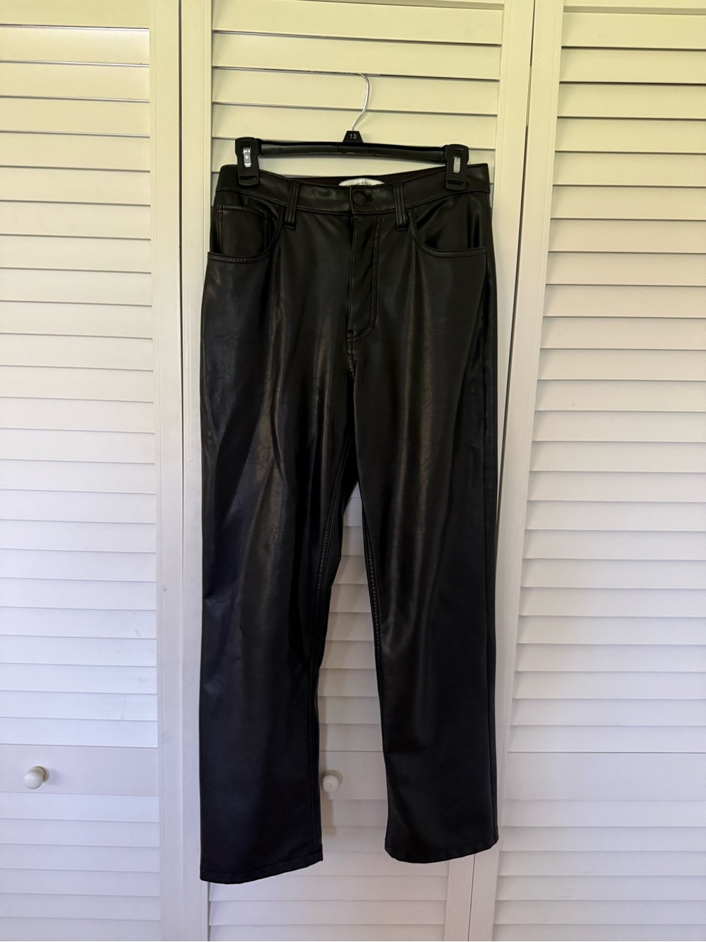 Abercrombie & Fitch Black Faux Leather Straight-Leg Pants